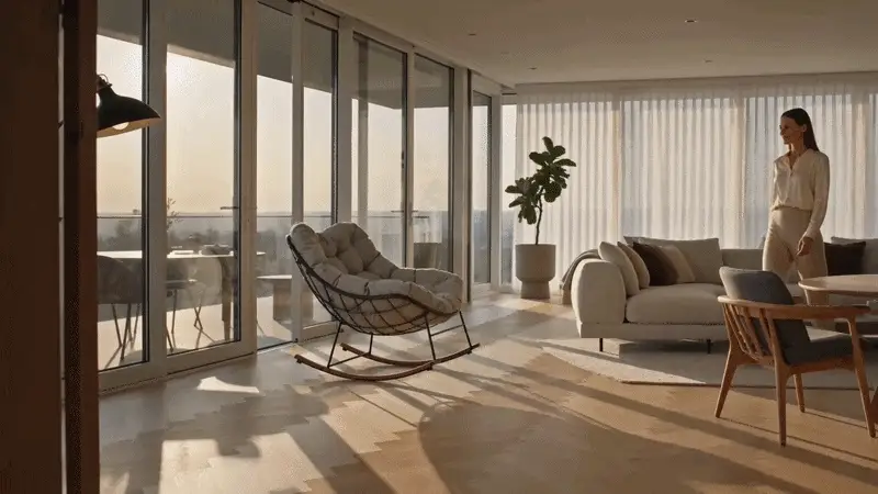 Oversized rocking chair in use