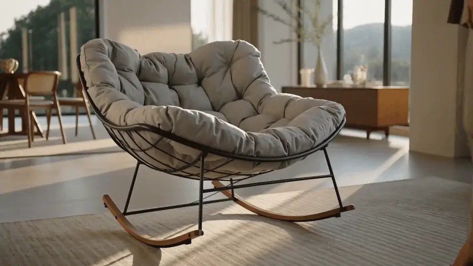 Rocking chair in a boho living space