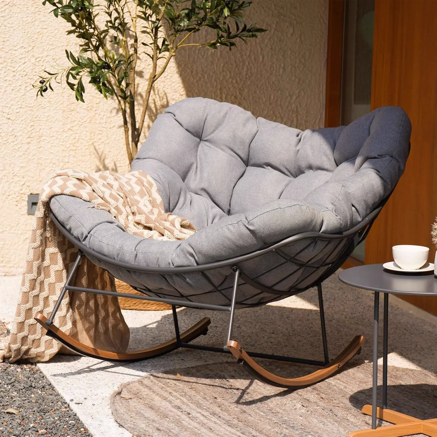 Oversized cushioned rocking chair — image 1
