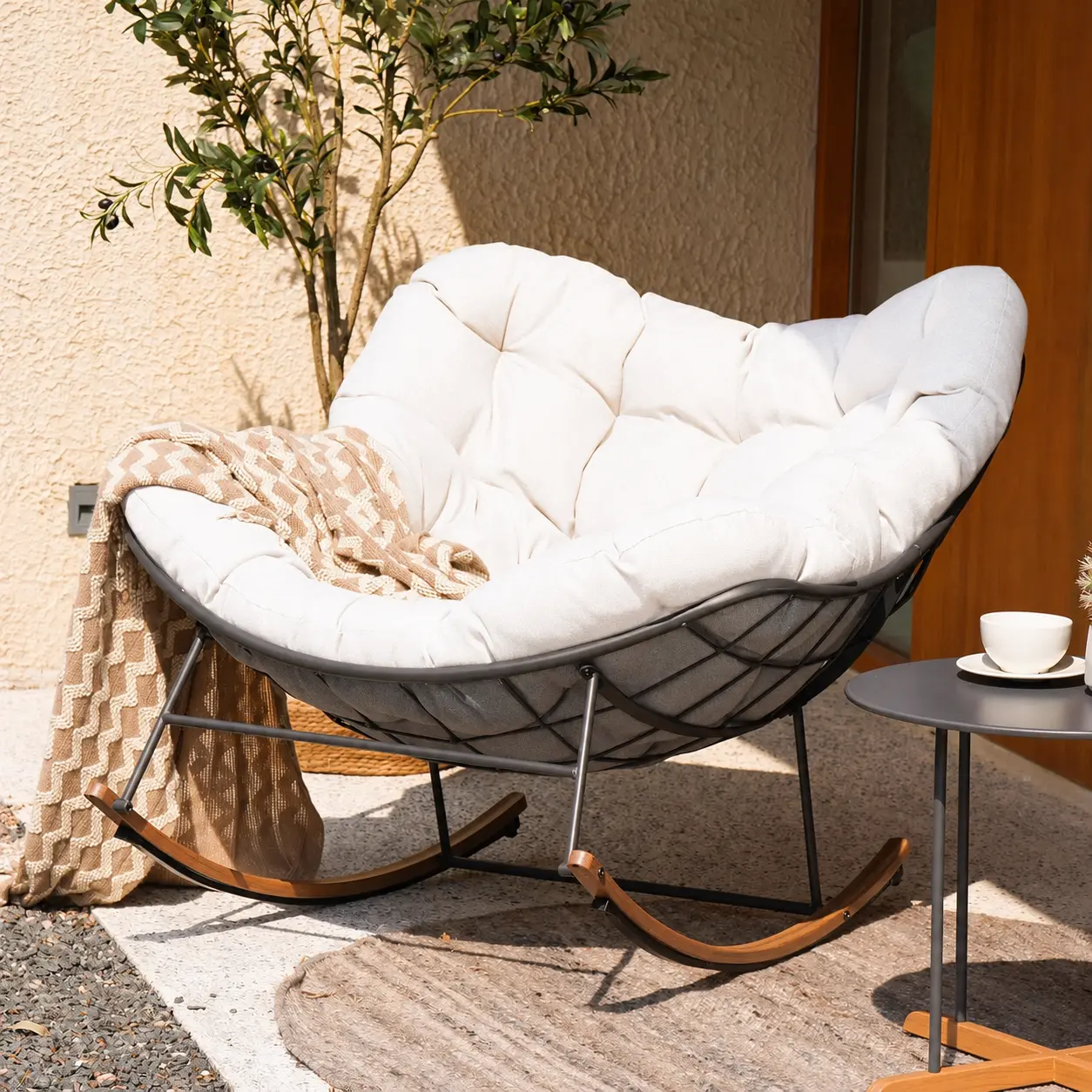 Oversized cushioned rocking chair — image 2
