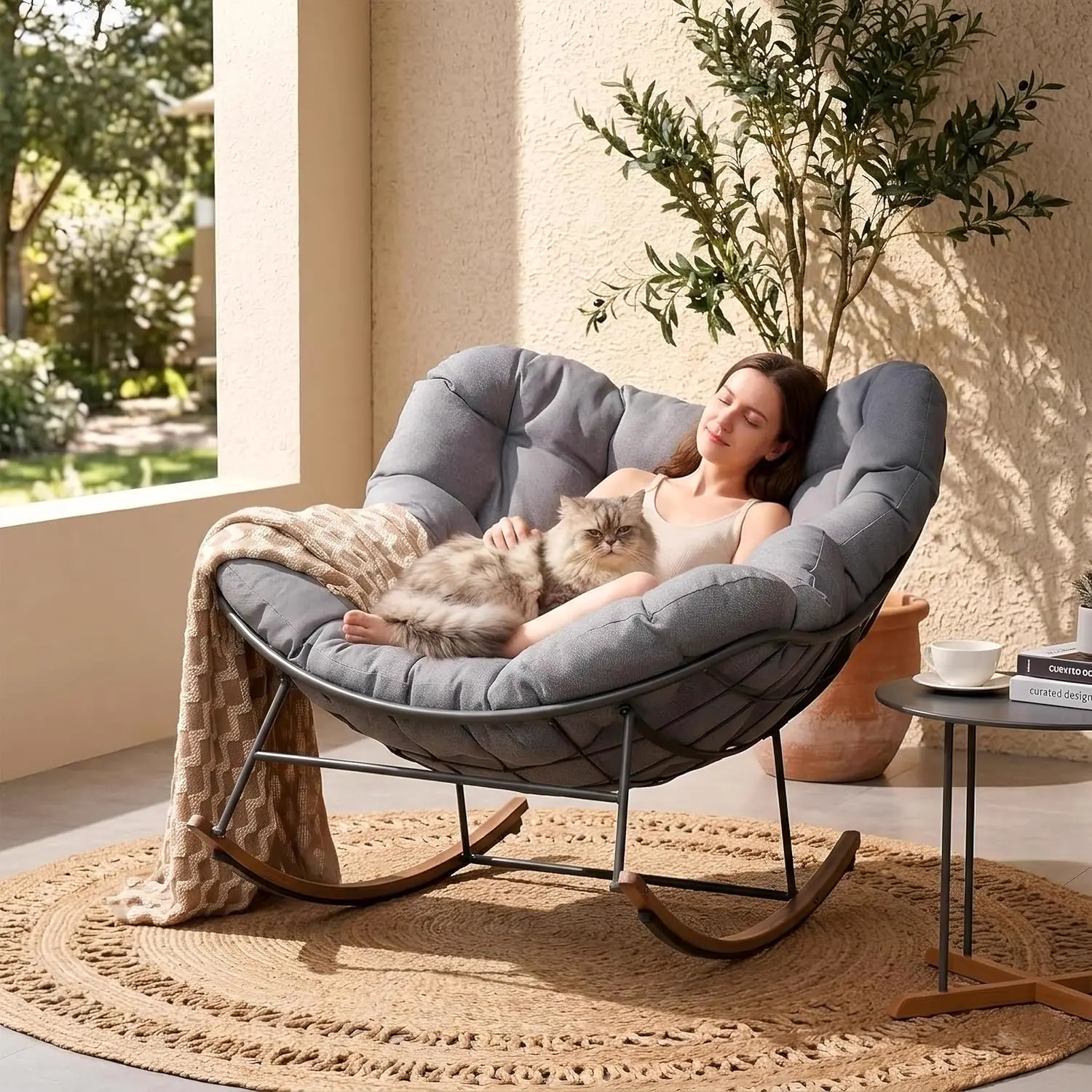Oversized cushioned rocking chair — image 5
