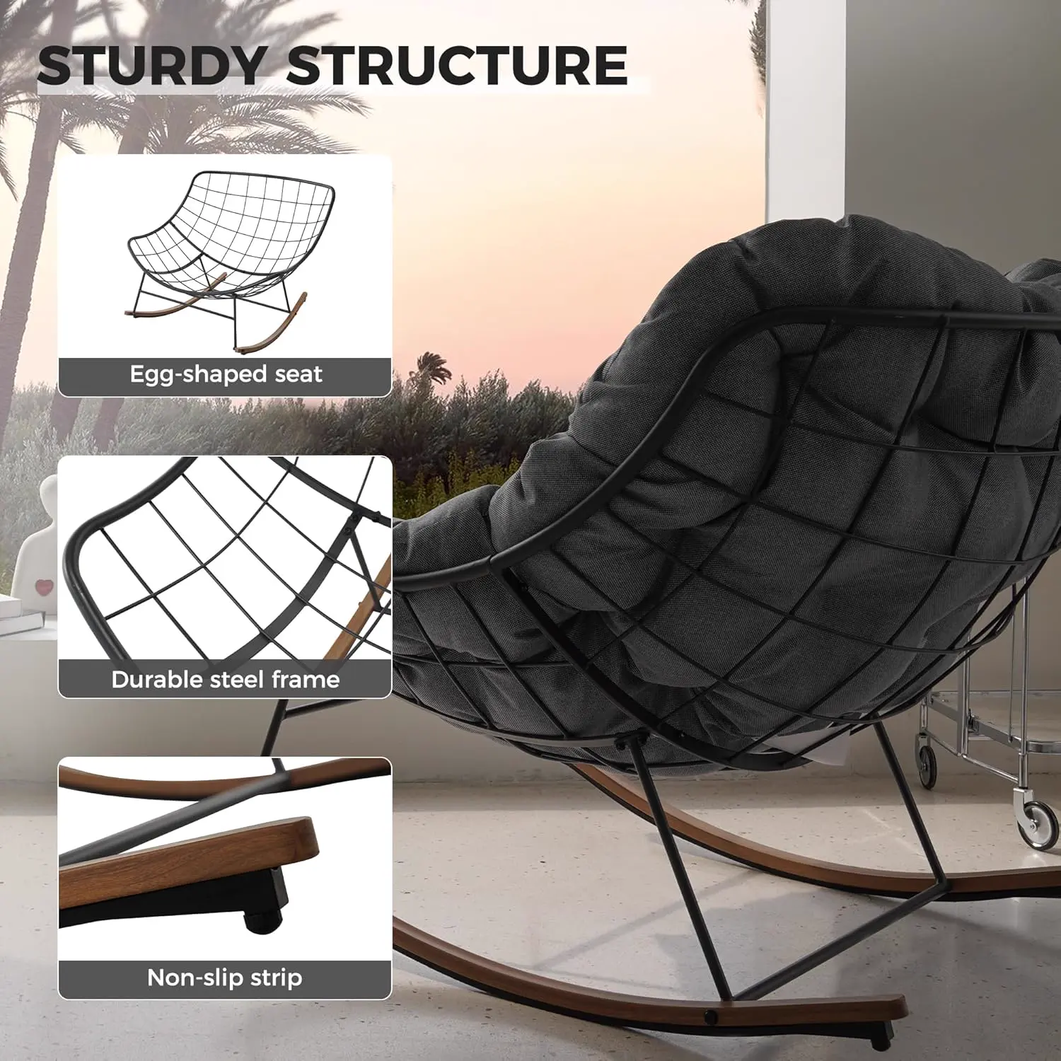 Oversized cushioned rocking chair — image 8