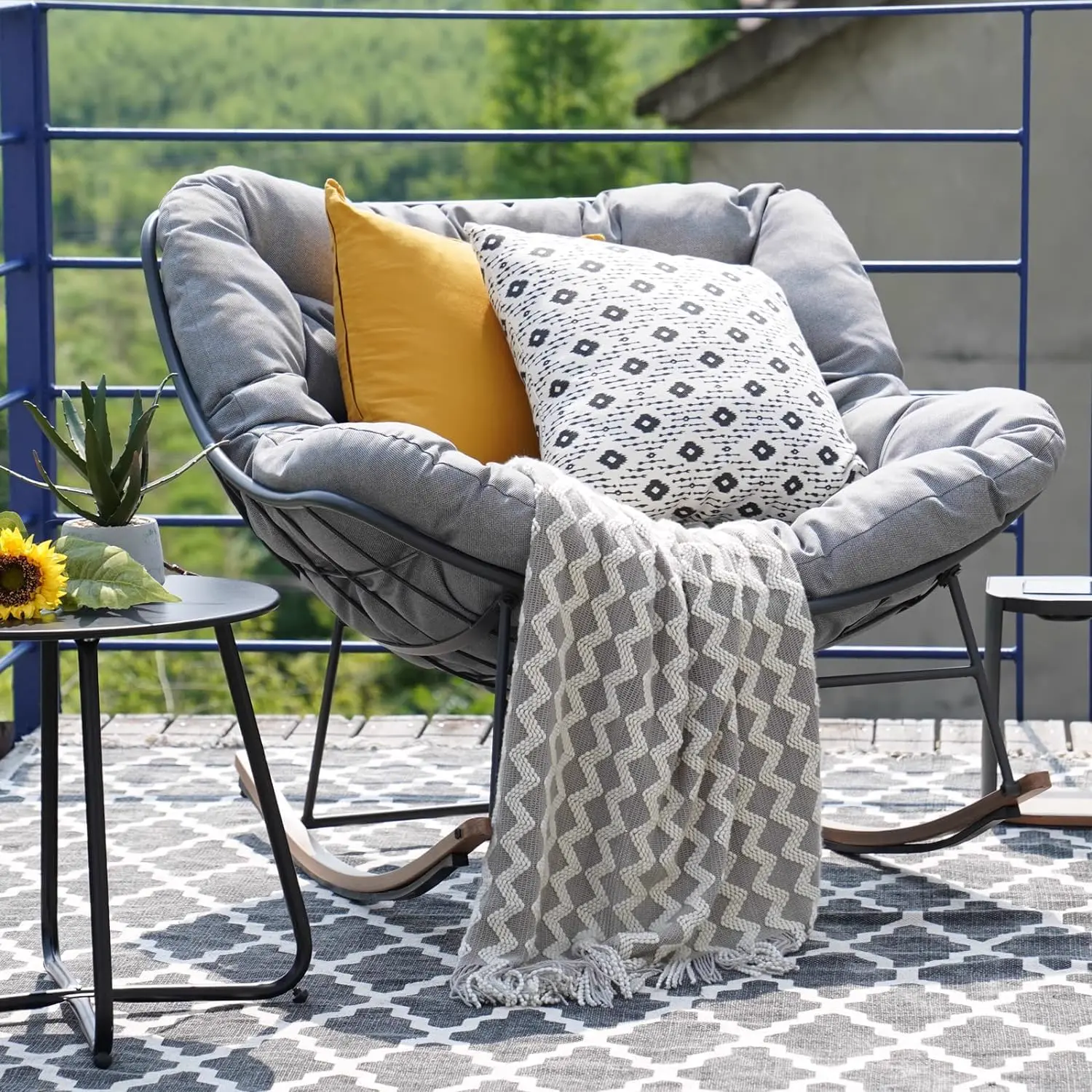 Oversized cushioned rocking chair — image 9